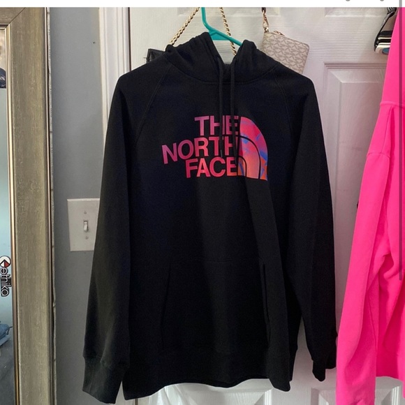 The North Face Tops Black And Pink North Face Hoodie Size Large Only Wore Once Poshmark